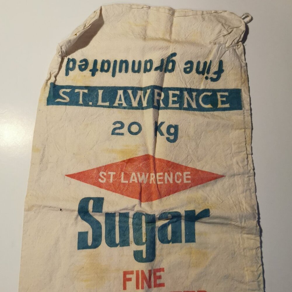 St. Lawrence Diamond Cane Sugar Canvas 20kg Sack Bag Vintage Montreal Bilingual